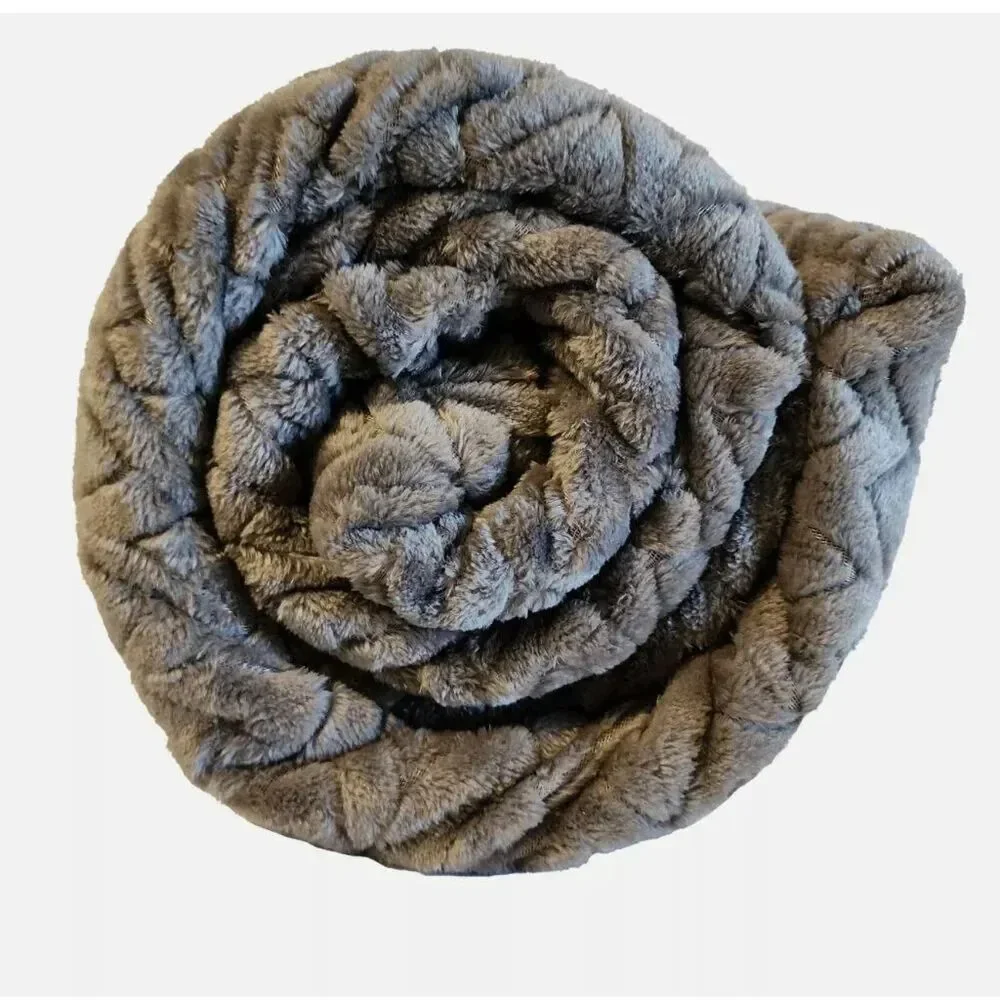 The Big One Plush Throw Blanket Grey Chevron Textured Soft 60